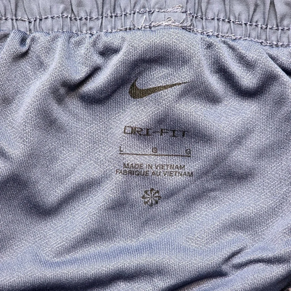 Nike Dri-FIT Women's Large Blue Heathered Running Shorts 3 Inseam Mesh Inset Gym